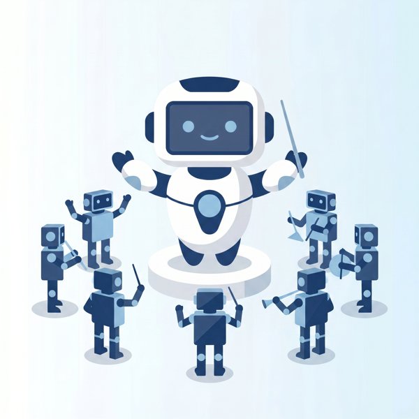 Conductor robot directing several smaller robots