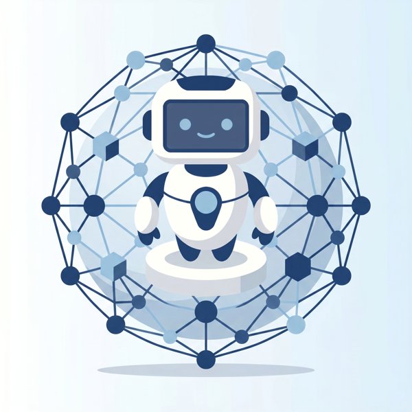 Robot inside a globe of connected nodes simulating environments