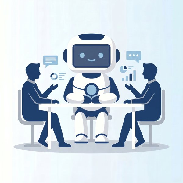 Robot seated at a table as an equal teammate with two people