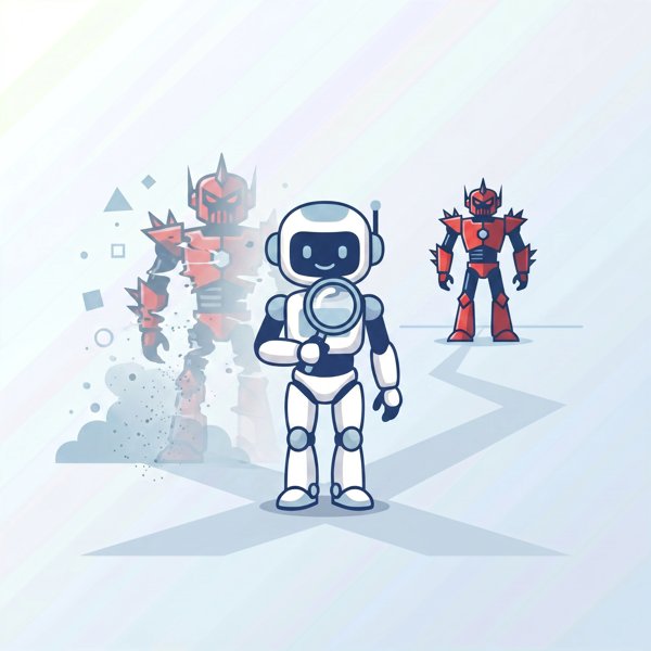 Robot looking at a mirage that dissolves on inspection